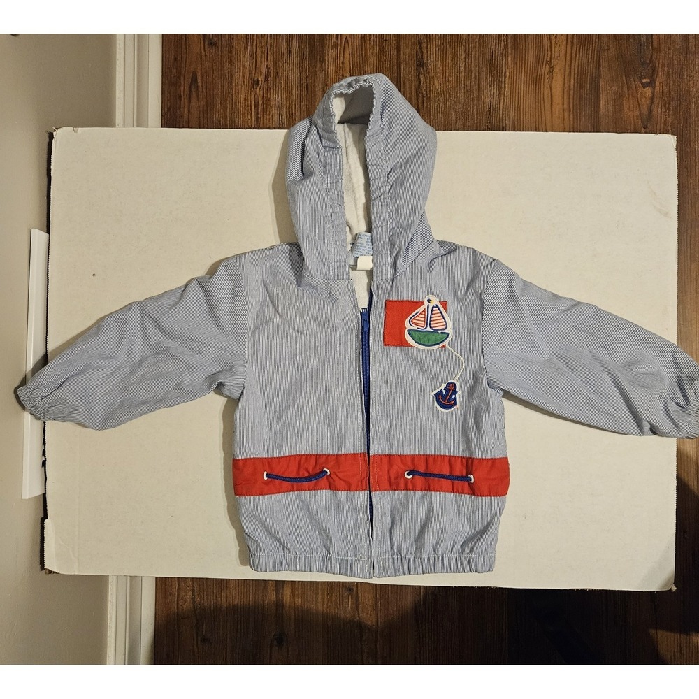 Vintage Carter's Outerwear Lined Sailboat Jacket Coat Size 2T Toddler Y2K 90s